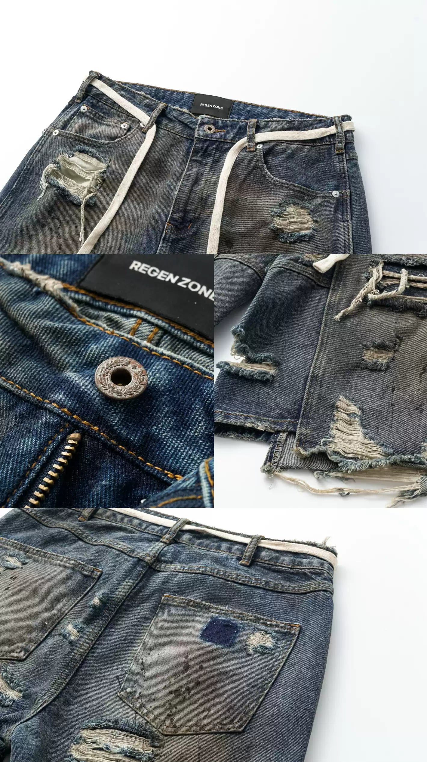 REGEN ZONE | RIOT Distressed Patchwork Denim - PSYLOS 1, REGEN ZONE | RIOT Distressed Patchwork Denim, Pants, REGEN ZONE•JAPAN, PSYLOS 1