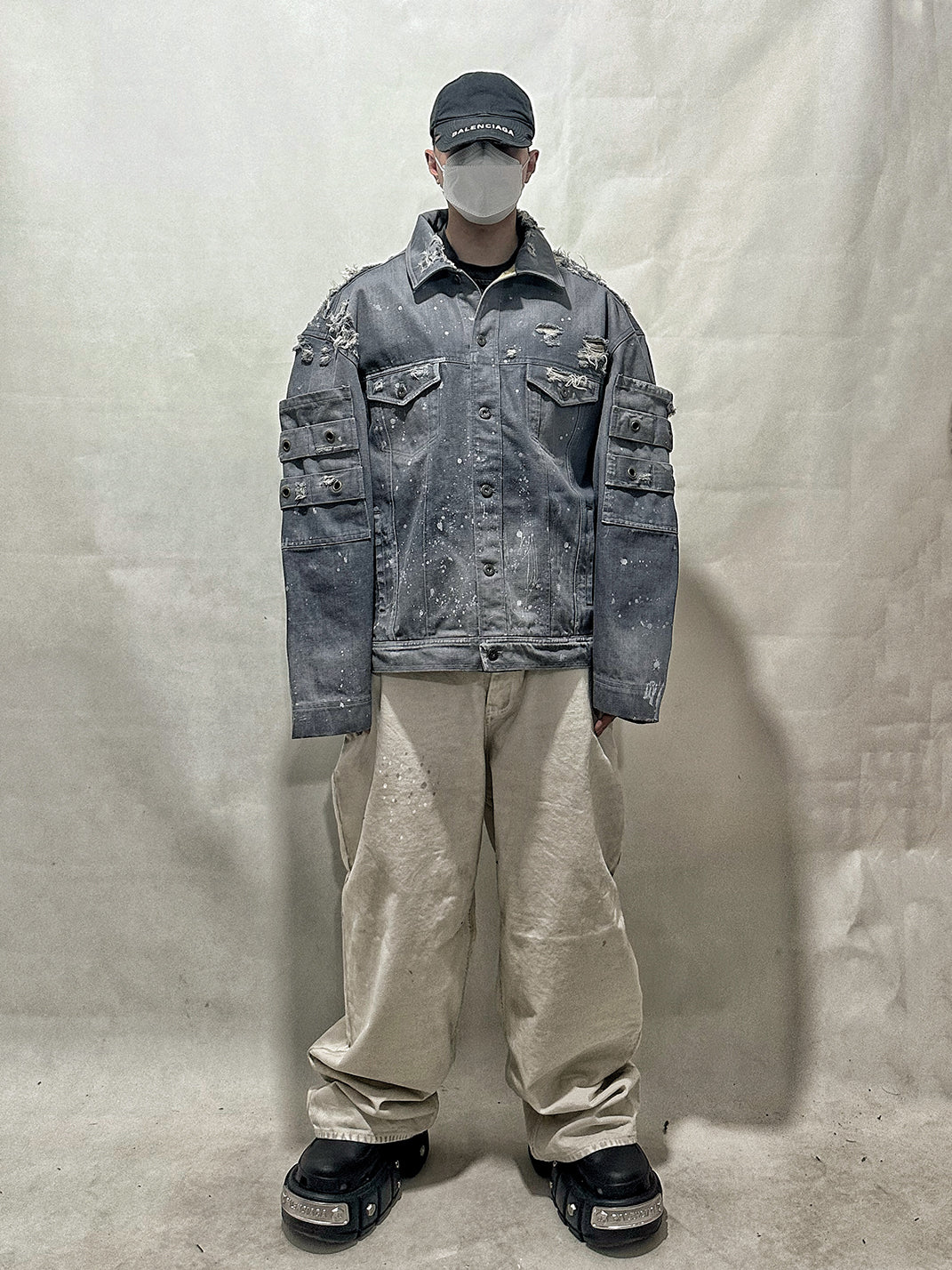 WoosterArchive | Ripped Splash Paint Demin Jacket - PSYLOS 1, WoosterArchive | Ripped Splash Paint Demin Jacket, Men's Wear, WoosterArchive, PSYLOS 1