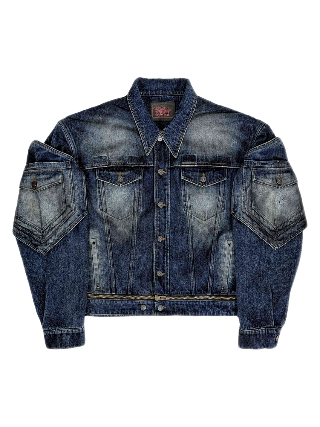 WoosterArchive | Washed Heavyweight Demin Jacket With Revomable Arm Patches - PSYLOS 1, WoosterArchive | Washed Heavyweight Demin Jacket With Revomable Arm Patches, Men's Wear, WoosterArchive, PSYLOS 1