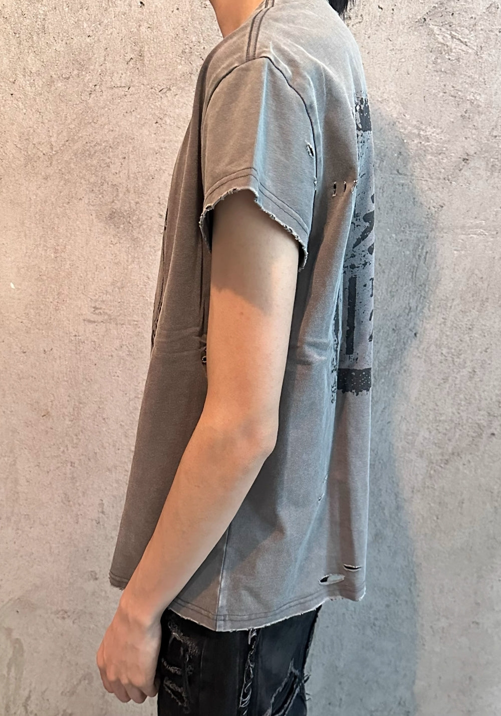 REGEN ZONE丨"RIOT" Matte Gray Distressed Tank Tee - PSYLOS 1, REGEN ZONE丨"RIOT" Matte Gray Distressed Tank Tee, T-Shirt, REGEN ZONE•JAPAN, PSYLOS 1
