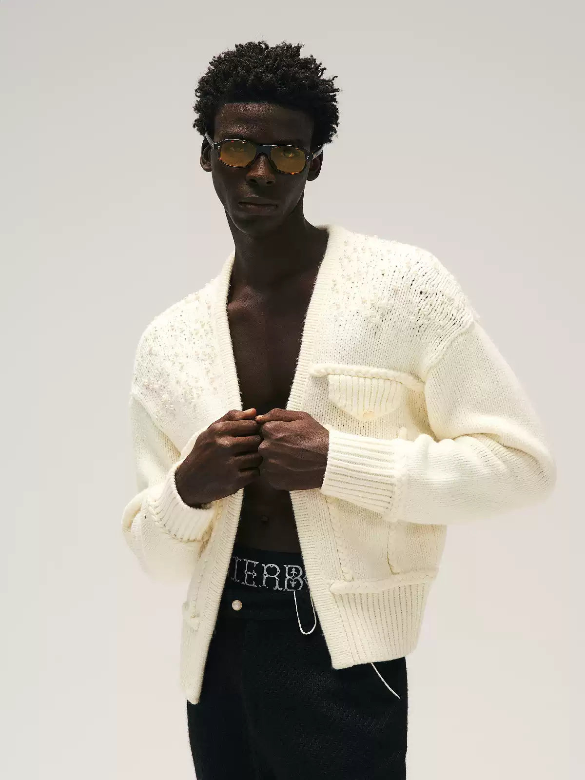 GLACIERBOY丨Pearl-Embellished Knit Cardigan - PSYLOS 1, GLACIERBOY丨Pearl-Embellished Knit Cardigan, Shirts, GLACIERBOY•JAPAN, PSYLOS 1