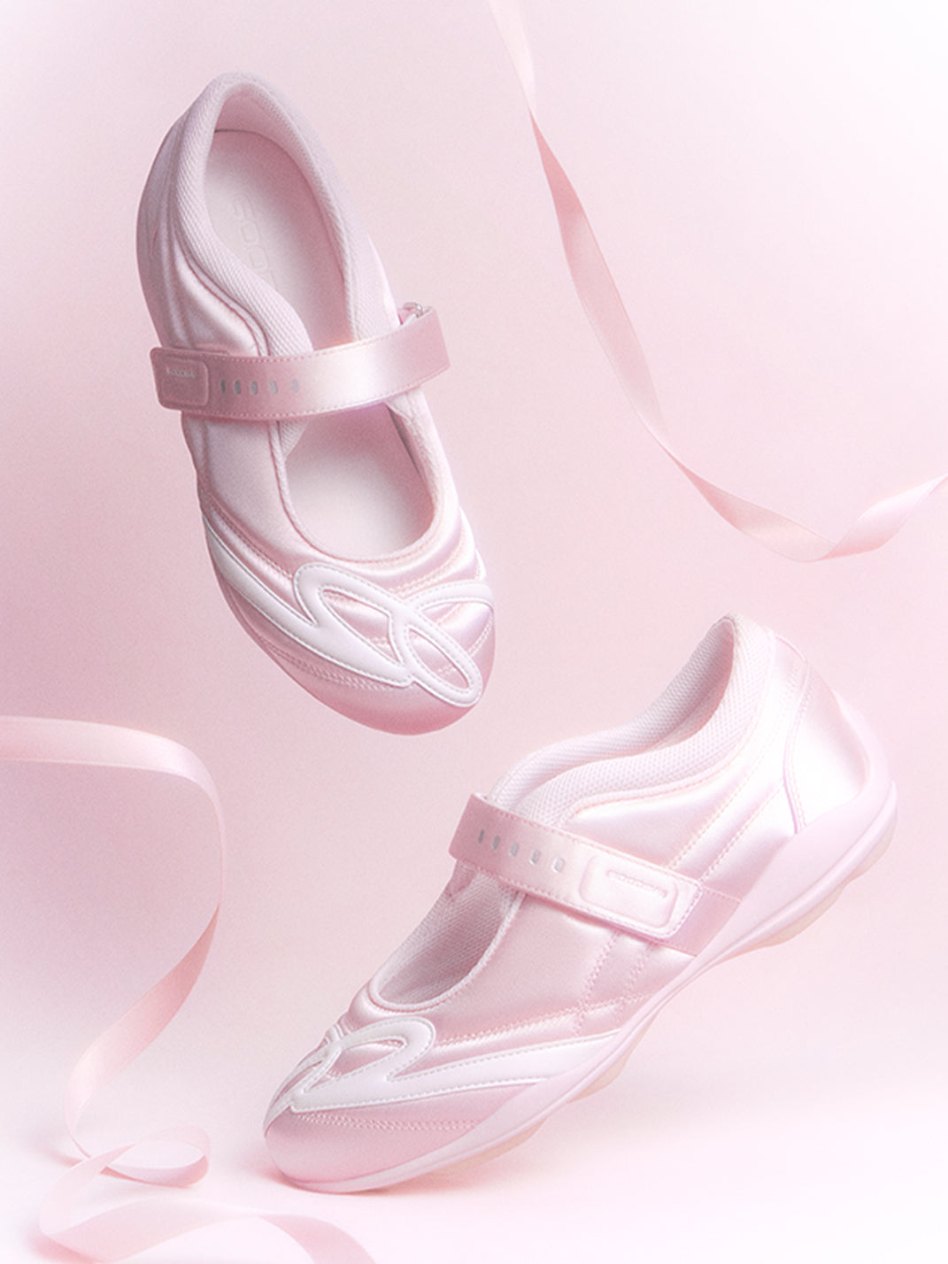 GOODBAI | Hybrid Soccer Ballet Velcro Satin Trainer-Pink - PSYLOS 1, GOODBAI | Hybrid Soccer Ballet Velcro Satin Trainer-Pink, Women's Shoes, GOODBAI, PSYLOS 1