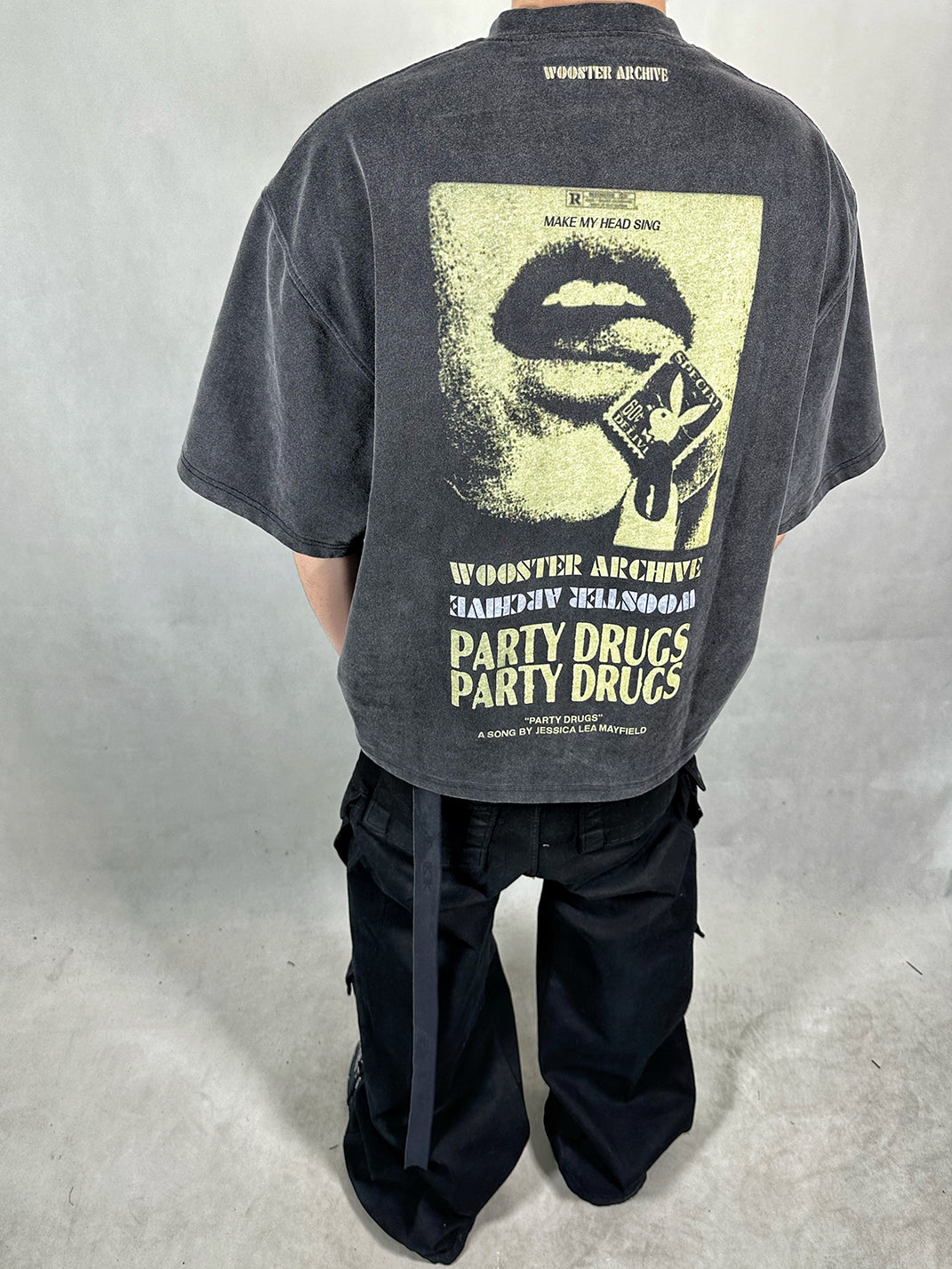 WoosterArchive | “Party Drugs" Washed Heavyweight Cotton T-Shirt - PSYLOS 1, WoosterArchive | “Party Drugs" Washed Heavyweight Cotton T-Shirt, Men's Wear, WoosterArchive, PSYLOS 1