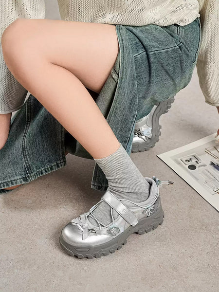 EBLAN丨"Meadowlands" Hybrid Quick-Lace Velcro Ballet Trainer-Silver - PSYLOS 1, EBLAN丨"Meadowlands" Hybrid Quick-Lace Velcro Ballet Trainer-Silver, Mary Jane shoes, EBLAN, PSYLOS 1