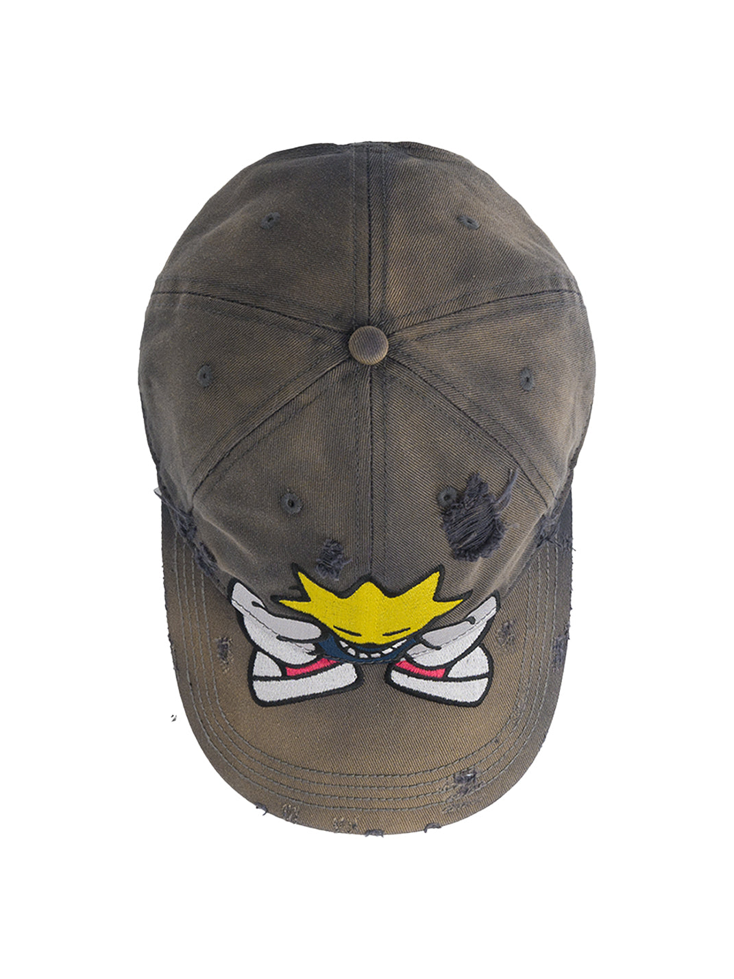 FLEAMARKET | Cartoon Sitchwork Ripped Curve Brim Cap-Brown - PSYLOS 1, FLEAMARKET | Cartoon Sitchwork Ripped Curve Brim Cap-Brown, Hats, FLEAMARKET, PSYLOS 1