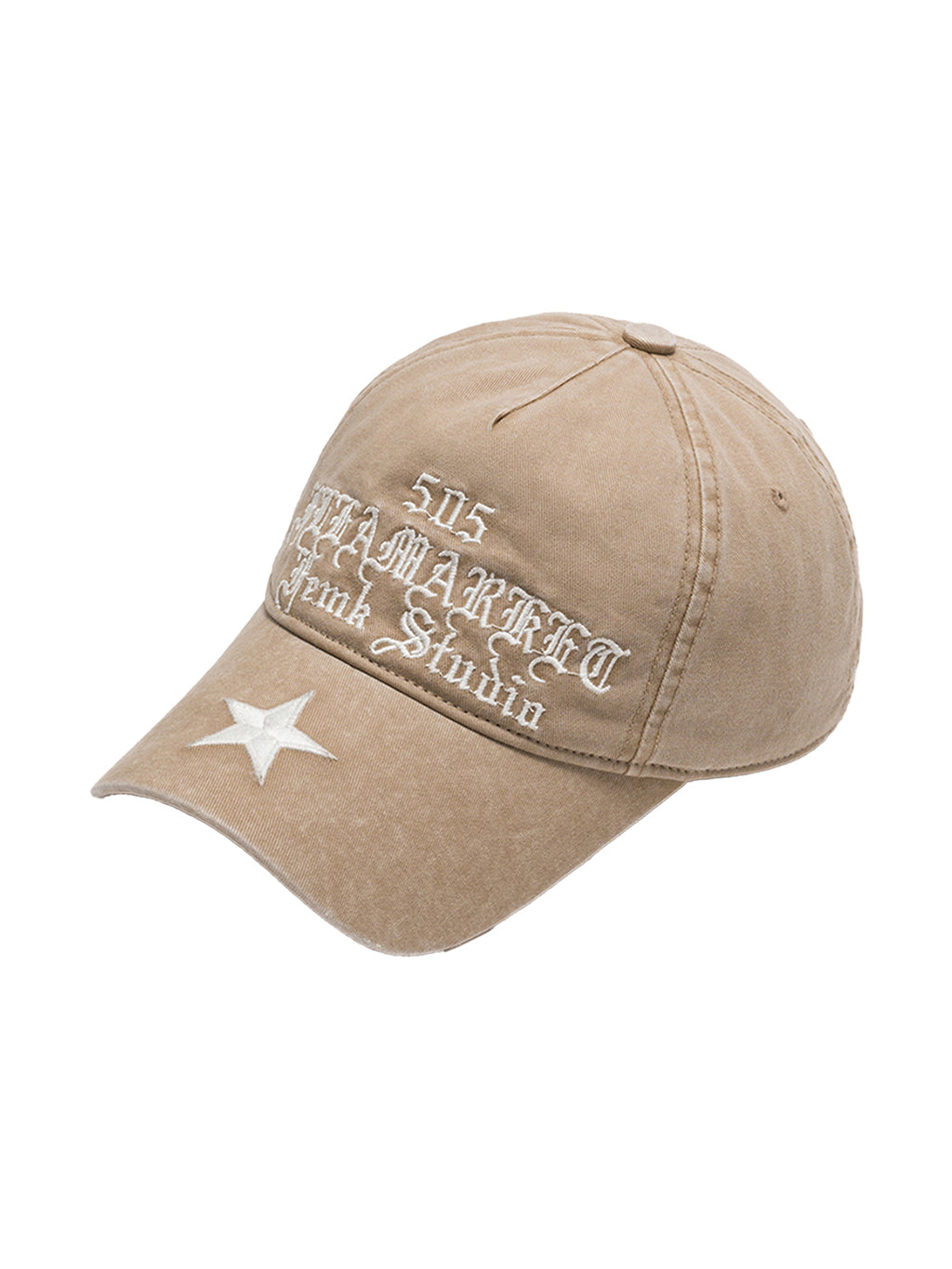 FLEAMARKET | 505 Gothic Curve Brim Cap-Khaki - PSYLOS 1, FLEAMARKET | 505 Gothic Curve Brim Cap-Khaki, Hats, FLEAMARKET, PSYLOS 1