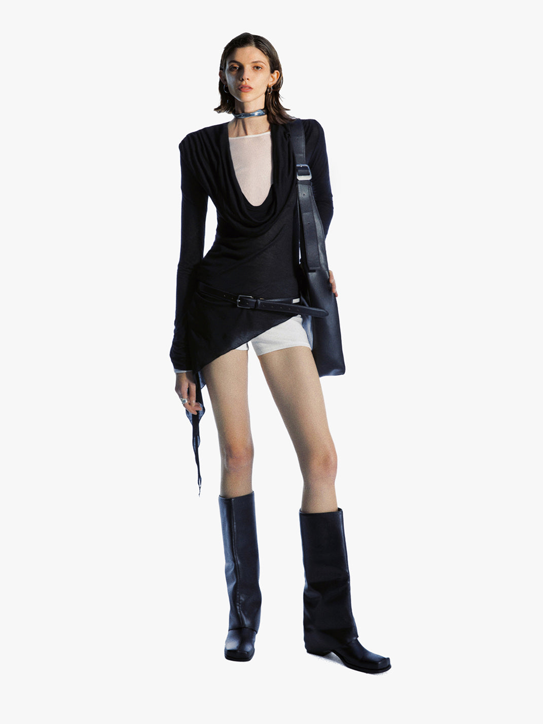 COMMONCE.NET | "Oblique Silhouette No. 3" Asymmetrical Wrinkled Long Sleeve - PSYLOS 1, COMMONCE.NET | "Oblique Silhouette No. 3" Asymmetrical Wrinkled Long Sleeve, Women's Wear, COMMONCE.NET•JAPAN, PSYLOS 1