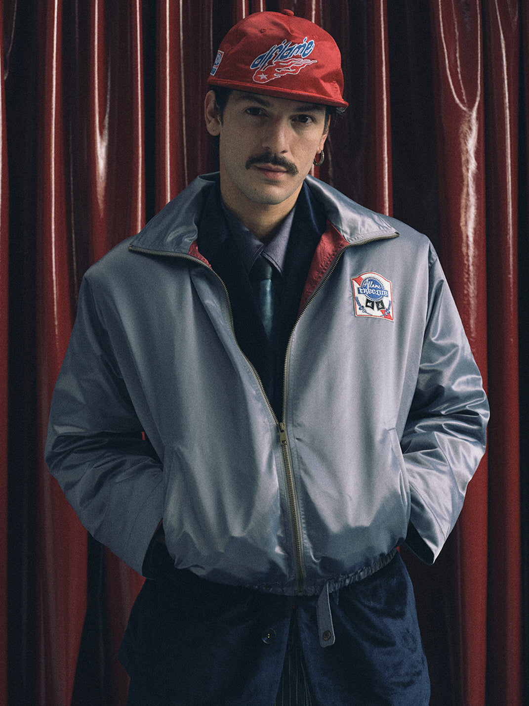 TREclub | Silky Jacket With Handsew Patch - PSYLOS 1, TREclub | Silky Jacket With Handsew Patch, Men's Wear, TREclub, PSYLOS 1