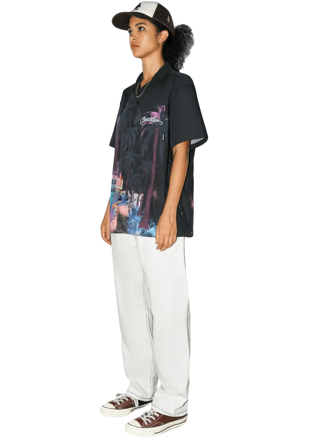 American Hawaiian Cotton Printed Casual Stand Collar T-Shirt - PSYLOS 1, American Hawaiian Cotton Printed Casual Stand Collar T-Shirt, T-Shirt, BEASTER, PSYLOS 1