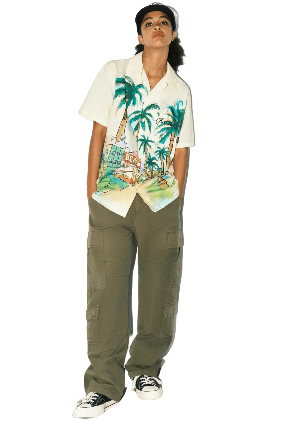 American Hawaiian Cotton Printed Casual Stand Collar T-Shirt - PSYLOS 1, American Hawaiian Cotton Printed Casual Stand Collar T-Shirt, T-Shirt, BEASTER, PSYLOS 1