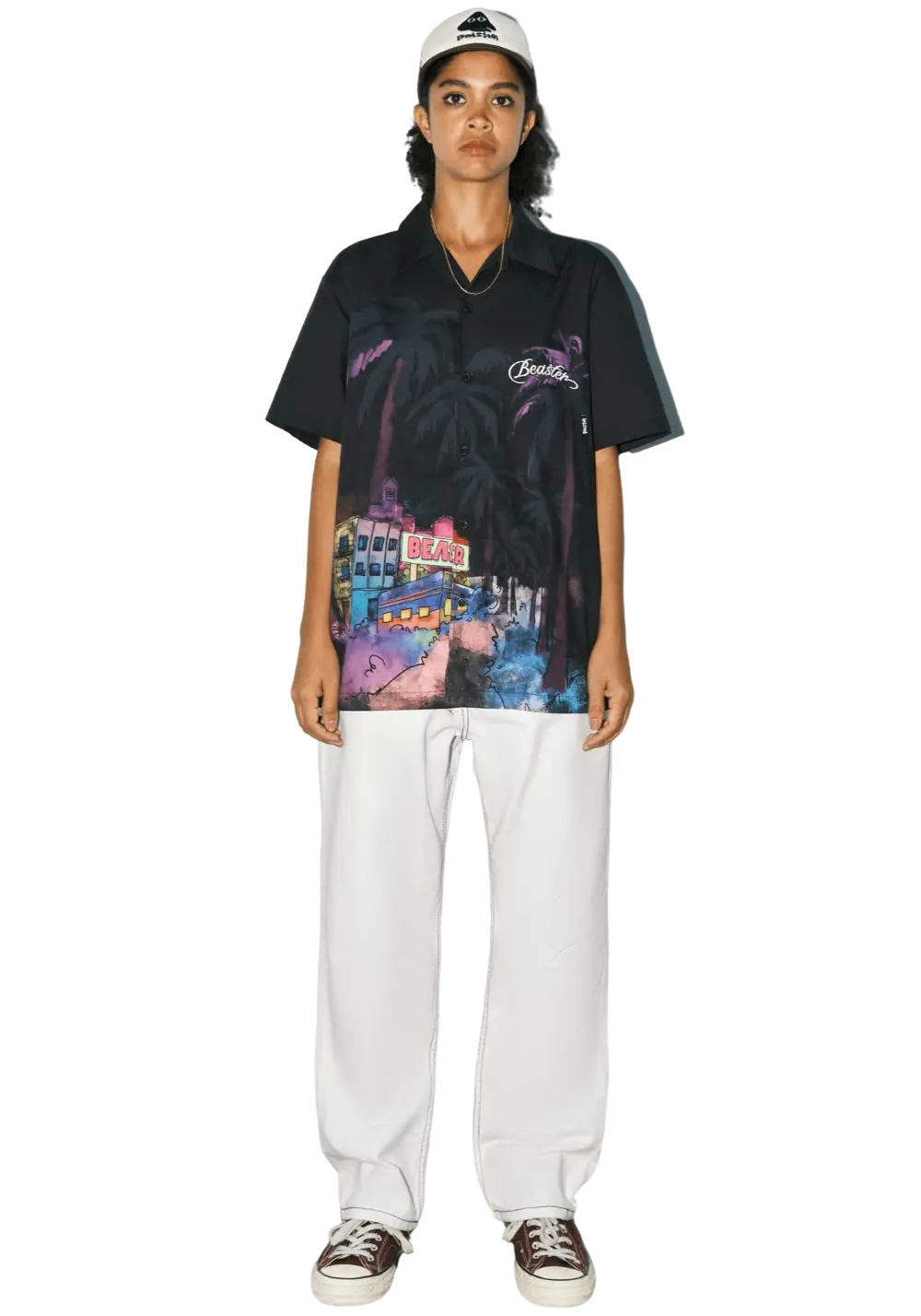 American Hawaiian Cotton Printed Casual Stand Collar T-Shirt - PSYLOS 1, American Hawaiian Cotton Printed Casual Stand Collar T-Shirt, T-Shirt, BEASTER, PSYLOS 1