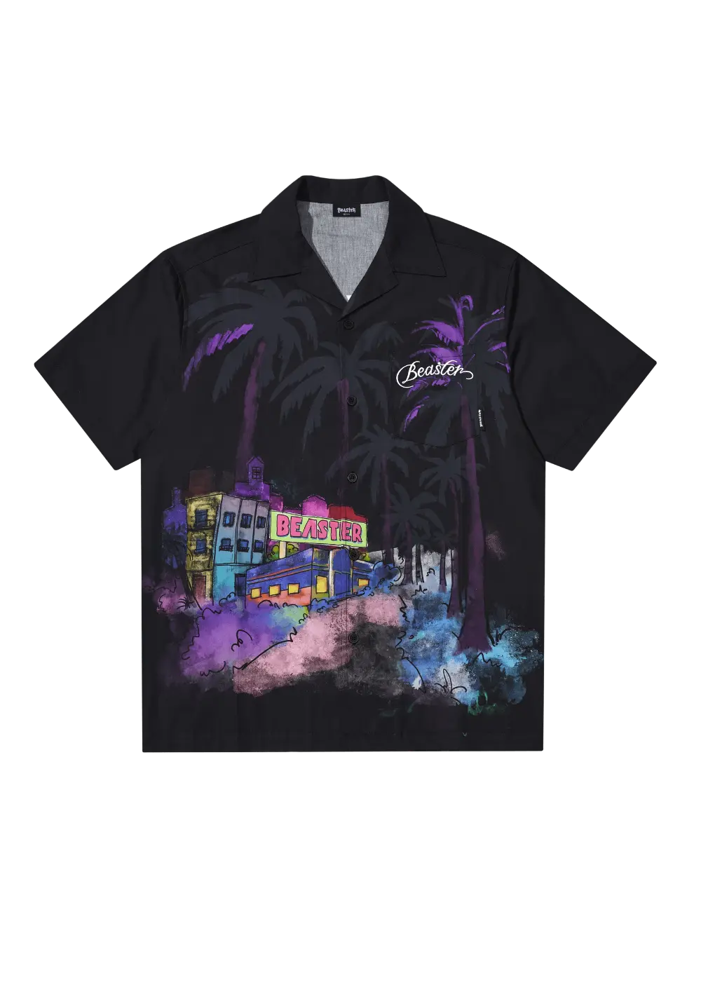 American Hawaiian Cotton Printed Casual Stand Collar T-Shirt - PSYLOS 1, American Hawaiian Cotton Printed Casual Stand Collar T-Shirt, T-Shirt, BEASTER, PSYLOS 1