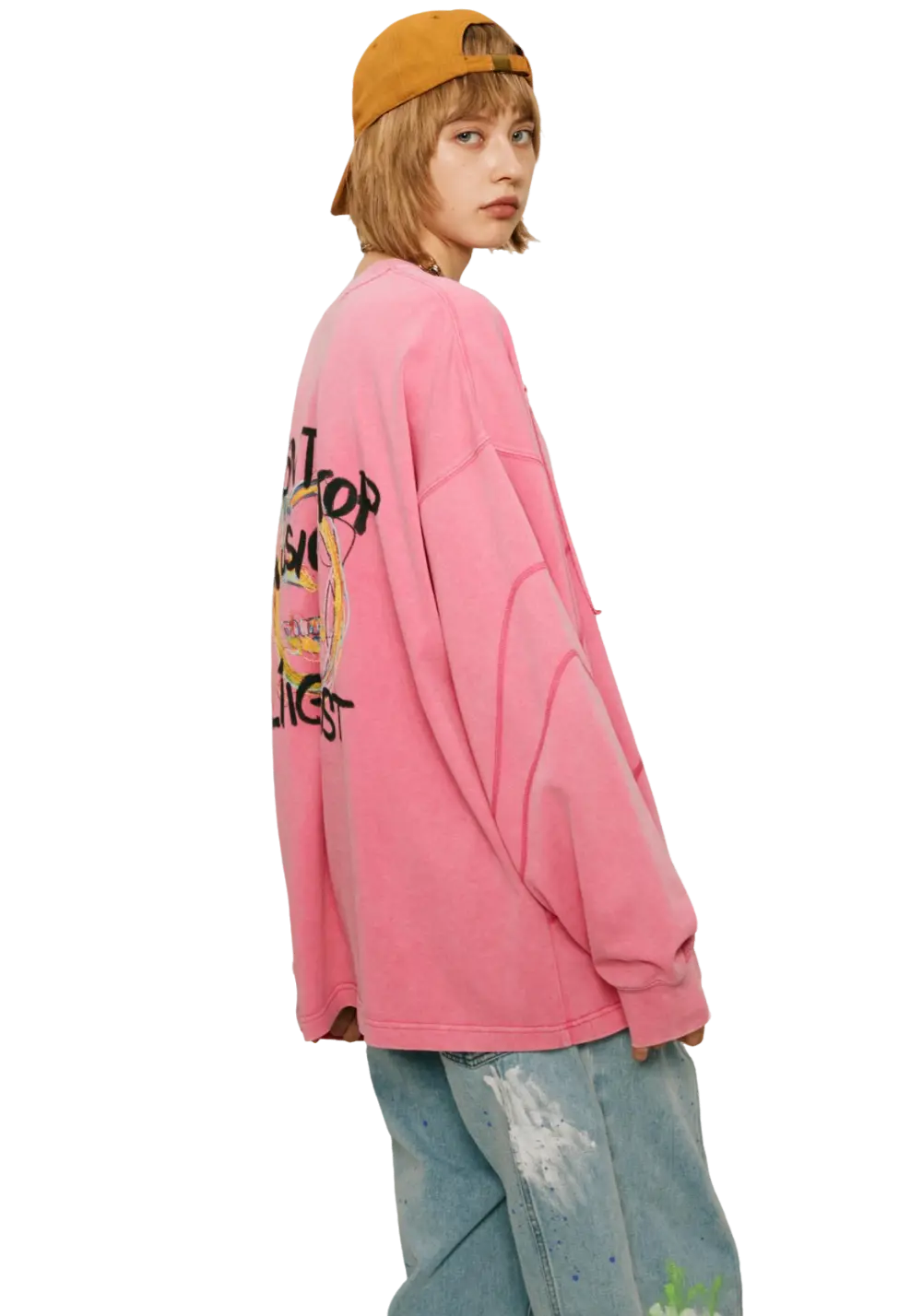 Pink Panelled Long-Sleeved T-Shirt