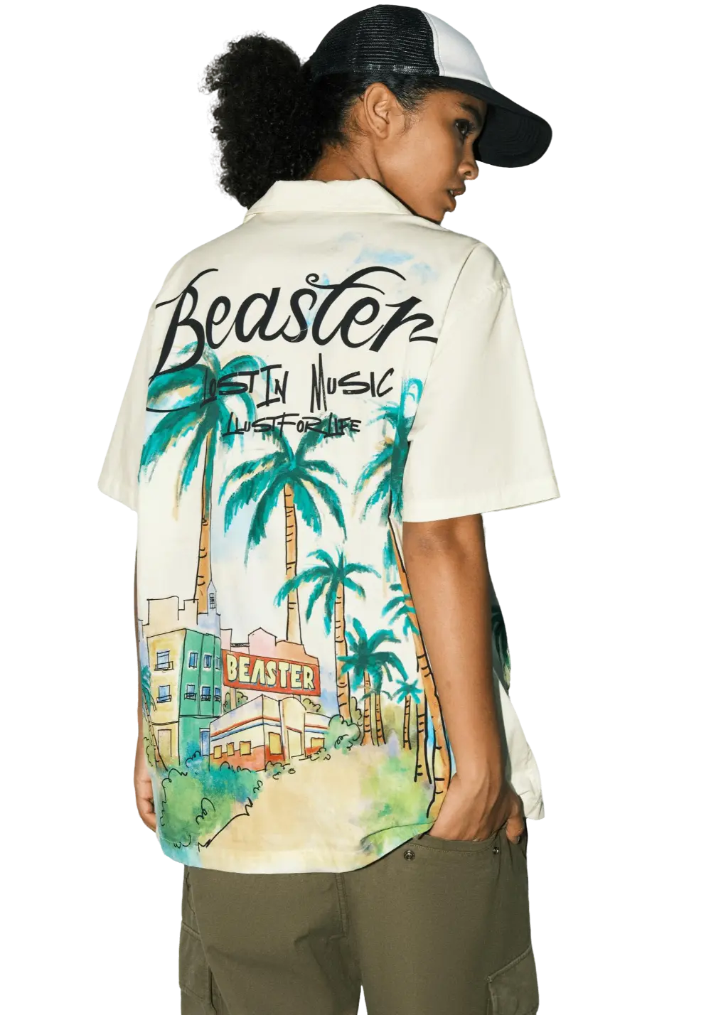 American Hawaiian Cotton Printed Casual Stand Collar T-Shirt - PSYLOS 1, American Hawaiian Cotton Printed Casual Stand Collar T-Shirt, T-Shirt, BEASTER, PSYLOS 1