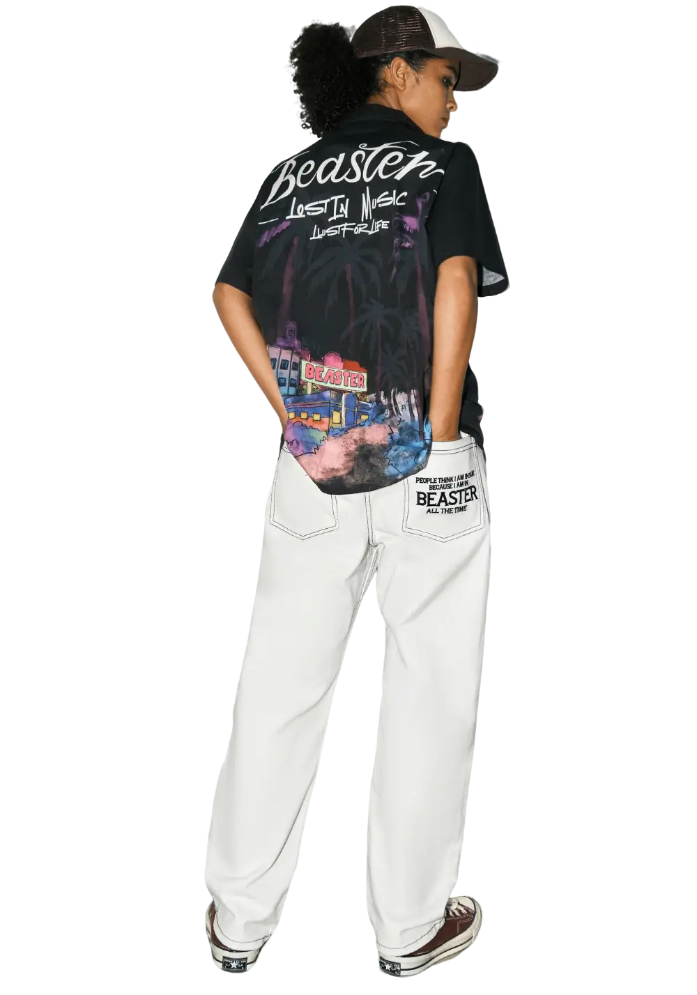 American Hawaiian Cotton Printed Casual Stand Collar T-Shirt - PSYLOS 1, American Hawaiian Cotton Printed Casual Stand Collar T-Shirt, T-Shirt, BEASTER, PSYLOS 1