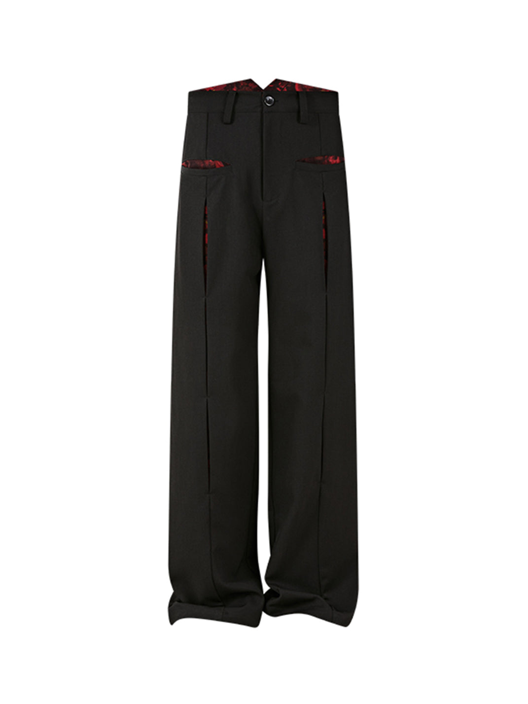 KREATE | Slash Opening Floral Lining Straight Leg Pants - PSYLOS 1, KREATE | Slash Opening Floral Lining Straight Leg Pants, Bottoms, KREATE, PSYLOS 1