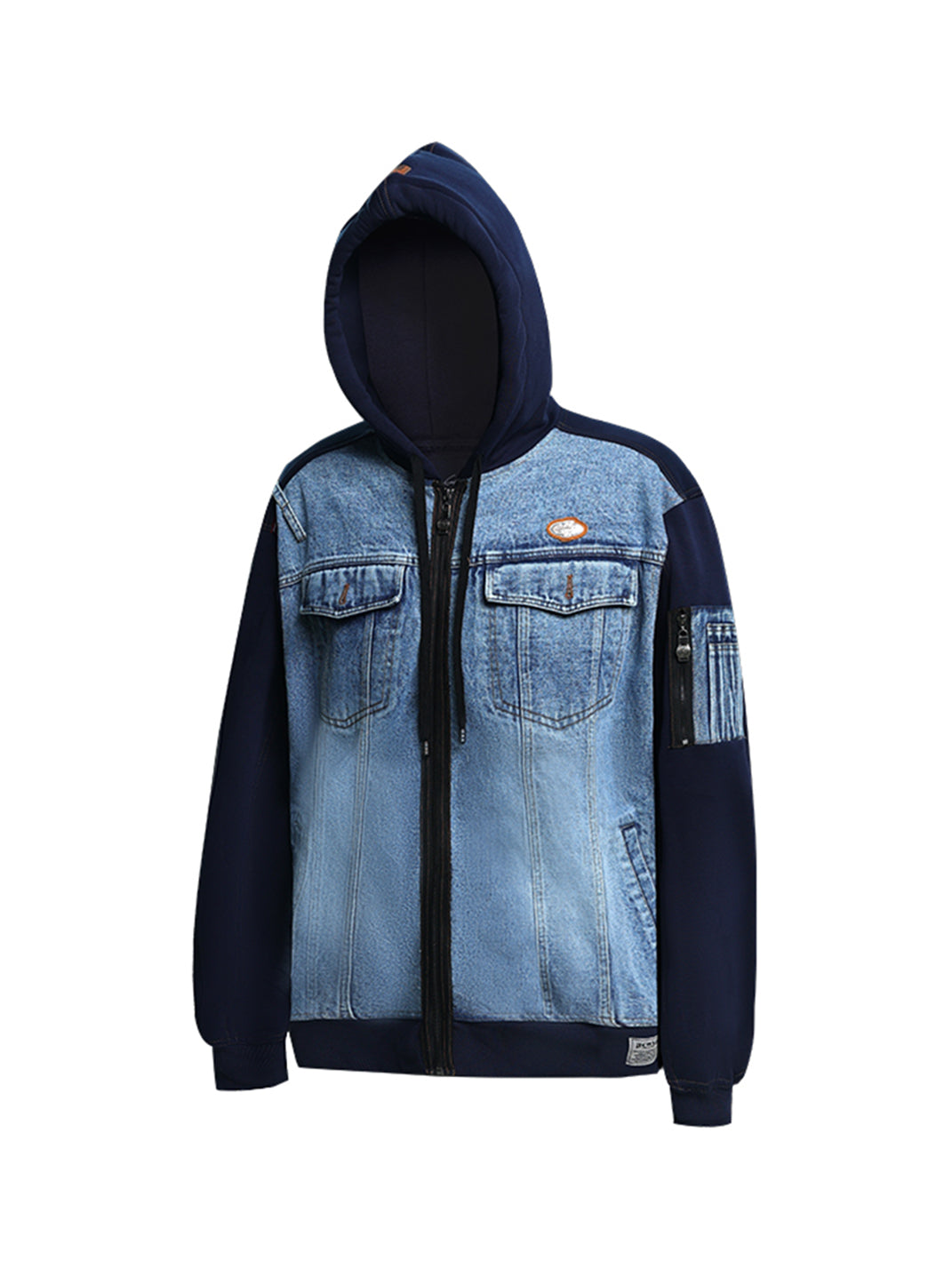 ACUSA | Oversized Patching Demin Zip-Up Hoodie - PSYLOS 1, ACUSA | Oversized Patching Demin Zip-Up Hoodie, Tops, ACUSA, PSYLOS 1