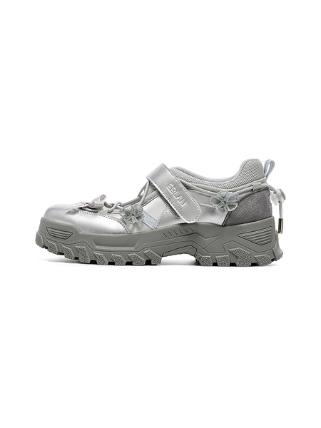EBLAN丨"Meadowlands" Hybrid Quick-Lace Velcro Ballet Trainer-Silver - PSYLOS 1, EBLAN丨"Meadowlands" Hybrid Quick-Lace Velcro Ballet Trainer-Silver, Mary Jane shoes, EBLAN, PSYLOS 1