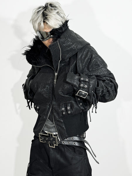 ATA NOTHINGNESS | Fur Hooded Leather Jacket