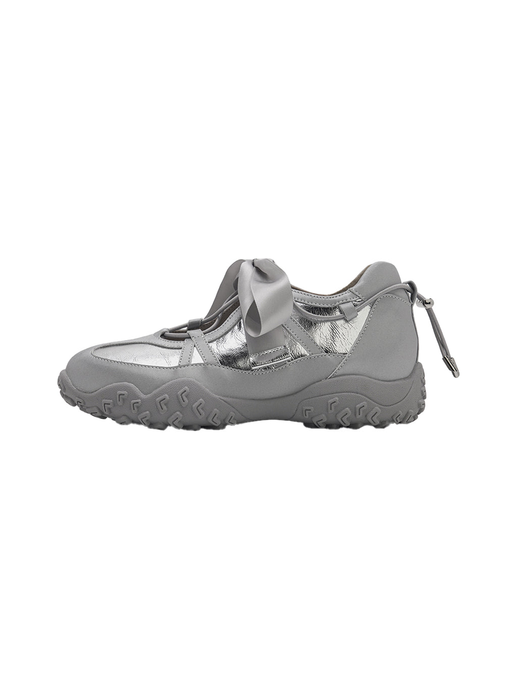 UNCLEWEN | Quick Lace Ribbon Ballet Trainer With Removable Insole-Silver - PSYLOS 1, UNCLEWEN | Quick Lace Ribbon Ballet Trainer With Removable Insole-Silver, Retro Trainers, UNCLEWEN, PSYLOS 1