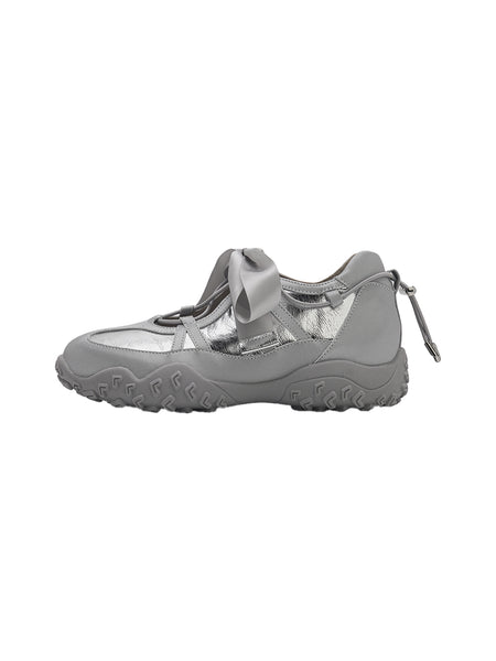 UNCLEWEN | Quick Lace Ribbon Ballet Trainer With Removable Insole-Silver - PSYLOS 1, UNCLEWEN | Quick Lace Ribbon Ballet Trainer With Removable Insole-Silver, Retro Trainers, UNCLEWEN, PSYLOS 1