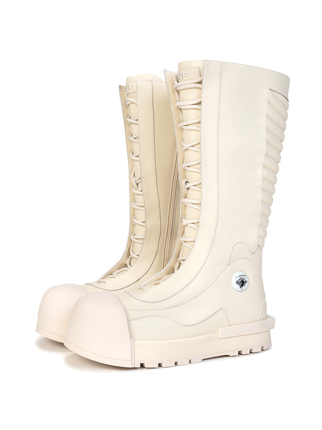 FVVO丨R/F White Architectural Round-Toe Combat Boots - PSYLOS 1, FVVO丨R/F White Architectural Round-Toe Combat Boots, Boots, FVVO&ROCKSTA, PSYLOS 1