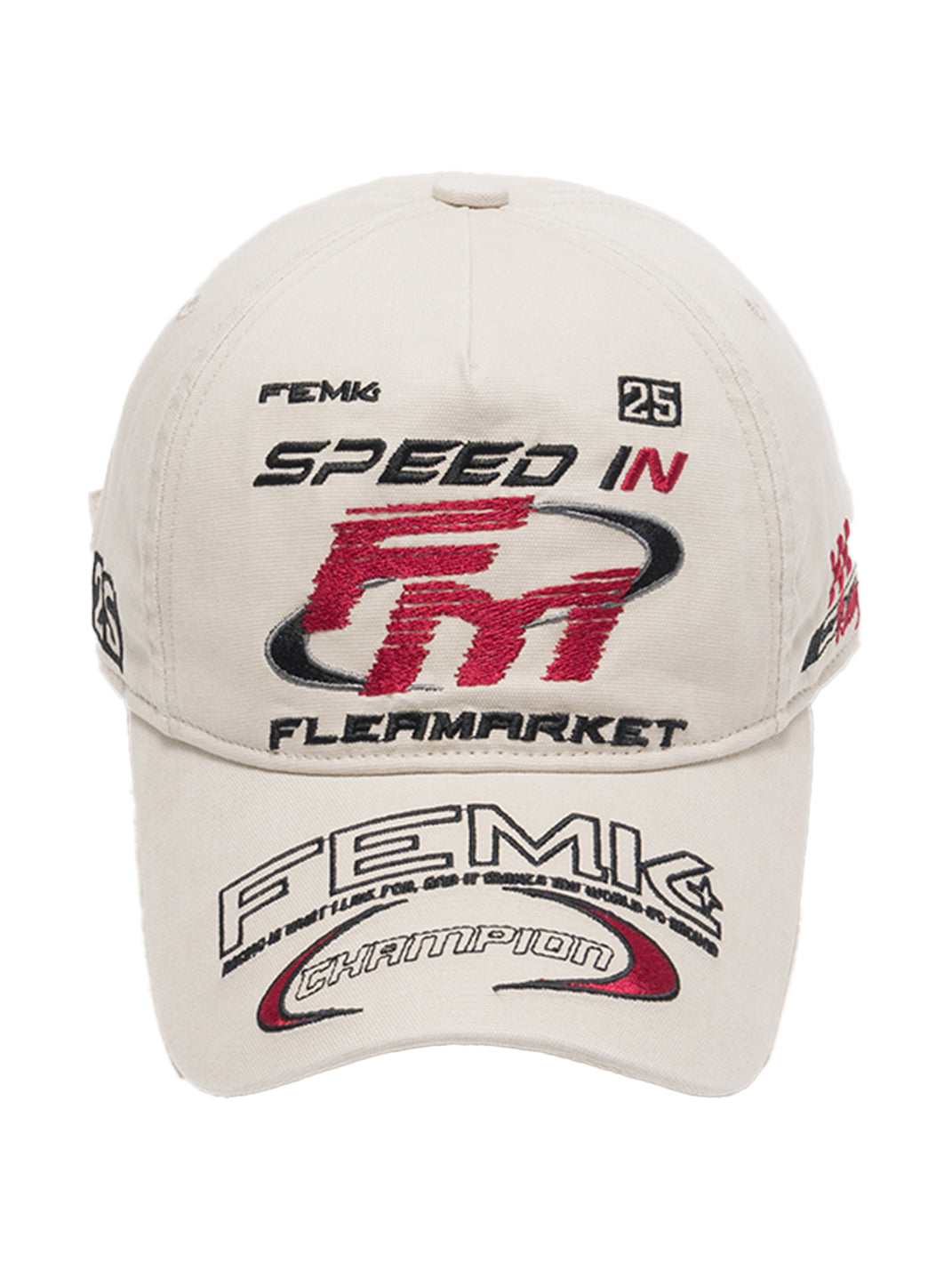 FLEAMARKET | "Speed In FM" Stitchwork Racing Curve Brim Cap - PSYLOS 1, FLEAMARKET | "Speed In FM" Stitchwork Racing Curve Brim Cap, Accessories, FLEAMARKET, PSYLOS 1