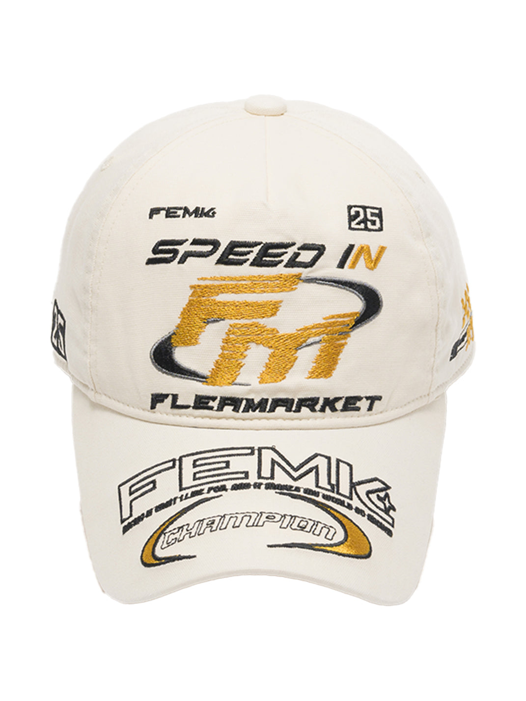 FLEAMARKET | "Speed In FM" Stitchwork Racing Curve Brim Cap - PSYLOS 1, FLEAMARKET | "Speed In FM" Stitchwork Racing Curve Brim Cap, Accessories, FLEAMARKET, PSYLOS 1