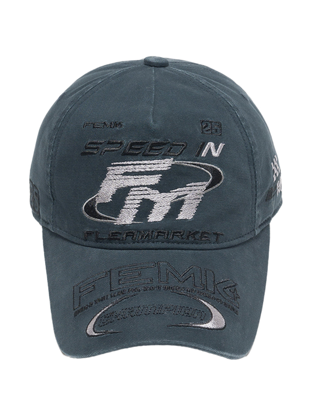 FLEAMARKET | "Speed In FM" Stitchwork Racing Curve Brim Cap - PSYLOS 1, FLEAMARKET | "Speed In FM" Stitchwork Racing Curve Brim Cap, Accessories, FLEAMARKET, PSYLOS 1
