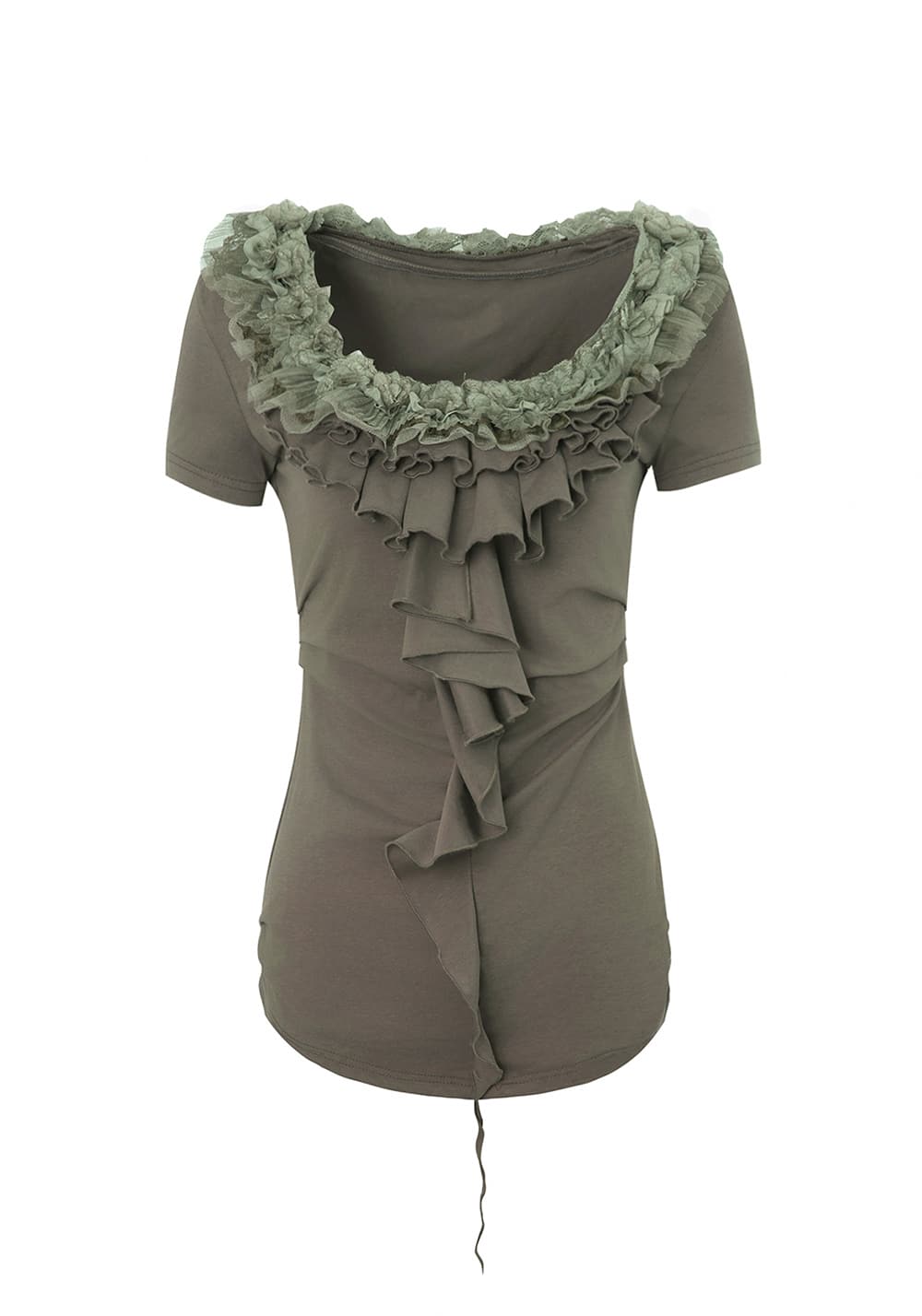 DOUBLEPUNCH丨Lace Ruffle Slim Tee - PSYLOS 1, DOUBLEPUNCH丨Lace Ruffle Slim Tee, T-Shirt, DOUBLEPUNCH, PSYLOS 1