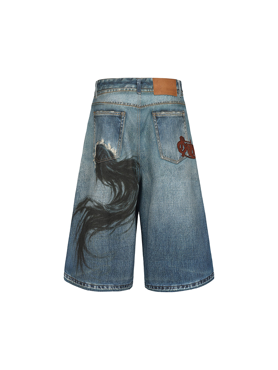 DND4DES | Oil Painting Horse Print Shorts - PSYLOS 1, DND4DES | Oil Painting Horse Print Shorts, Denim Shorts, DND4DES•JAPAN, PSYLOS 1