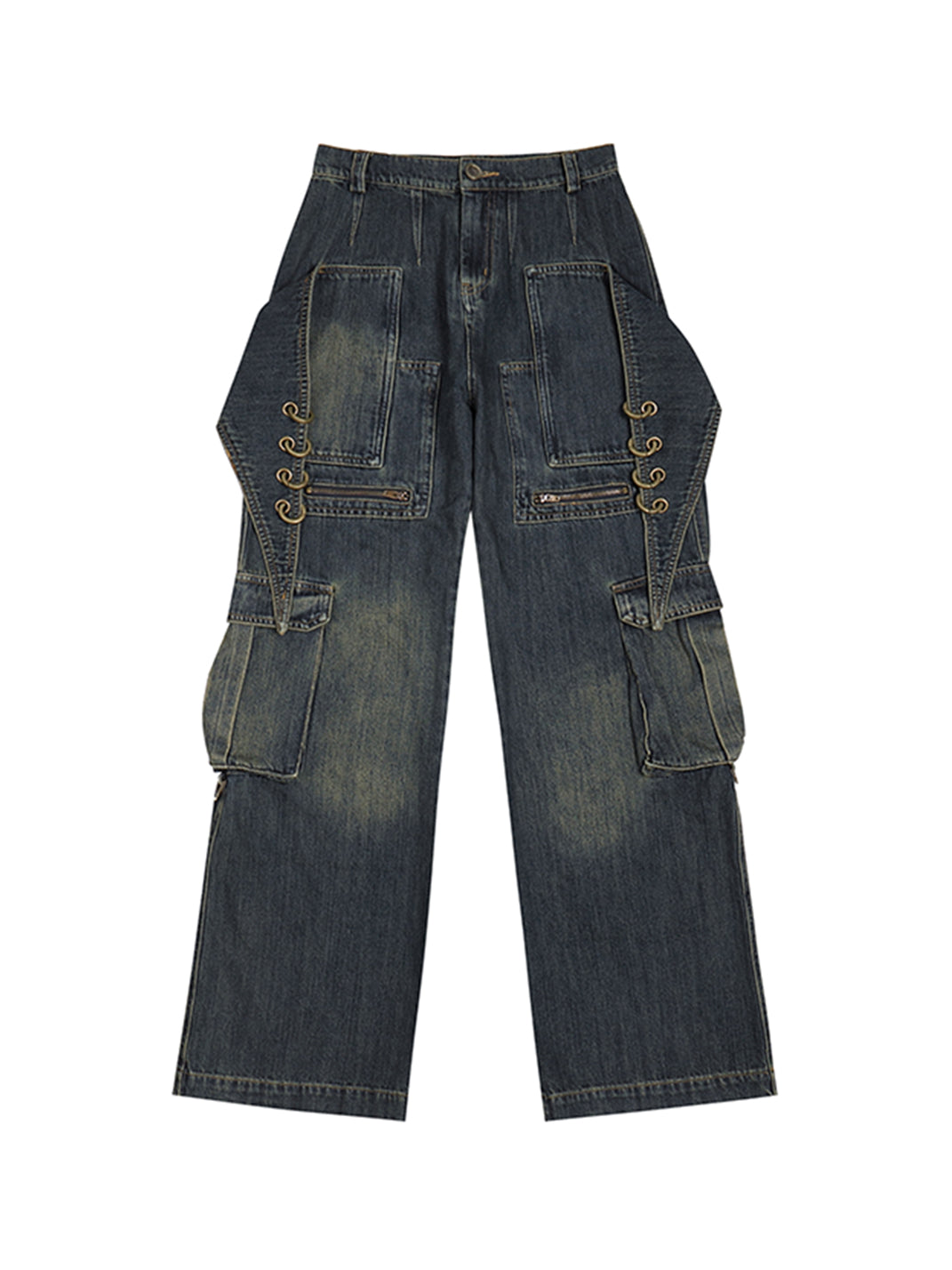 DND4DES | Black Straight Cut Printed Jeans - PSYLOS 1, DND4DES | Black Straight Cut Printed Jeans, Cargo Pants, DND4DES•JAPAN, PSYLOS 1