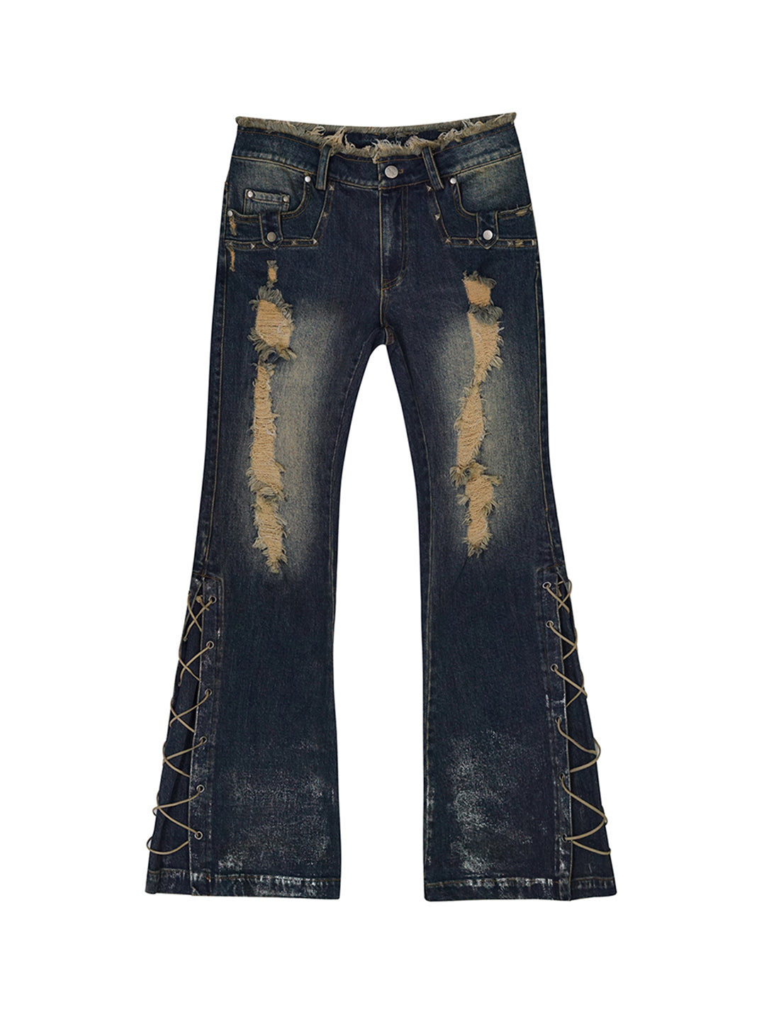 CestNous｜Women's Silver Foil Low Waist Flared Jeans - PSYLOS 1, CestNous｜Women's Silver Foil Low Waist Flared Jeans, Pants, CestNous, PSYLOS 1