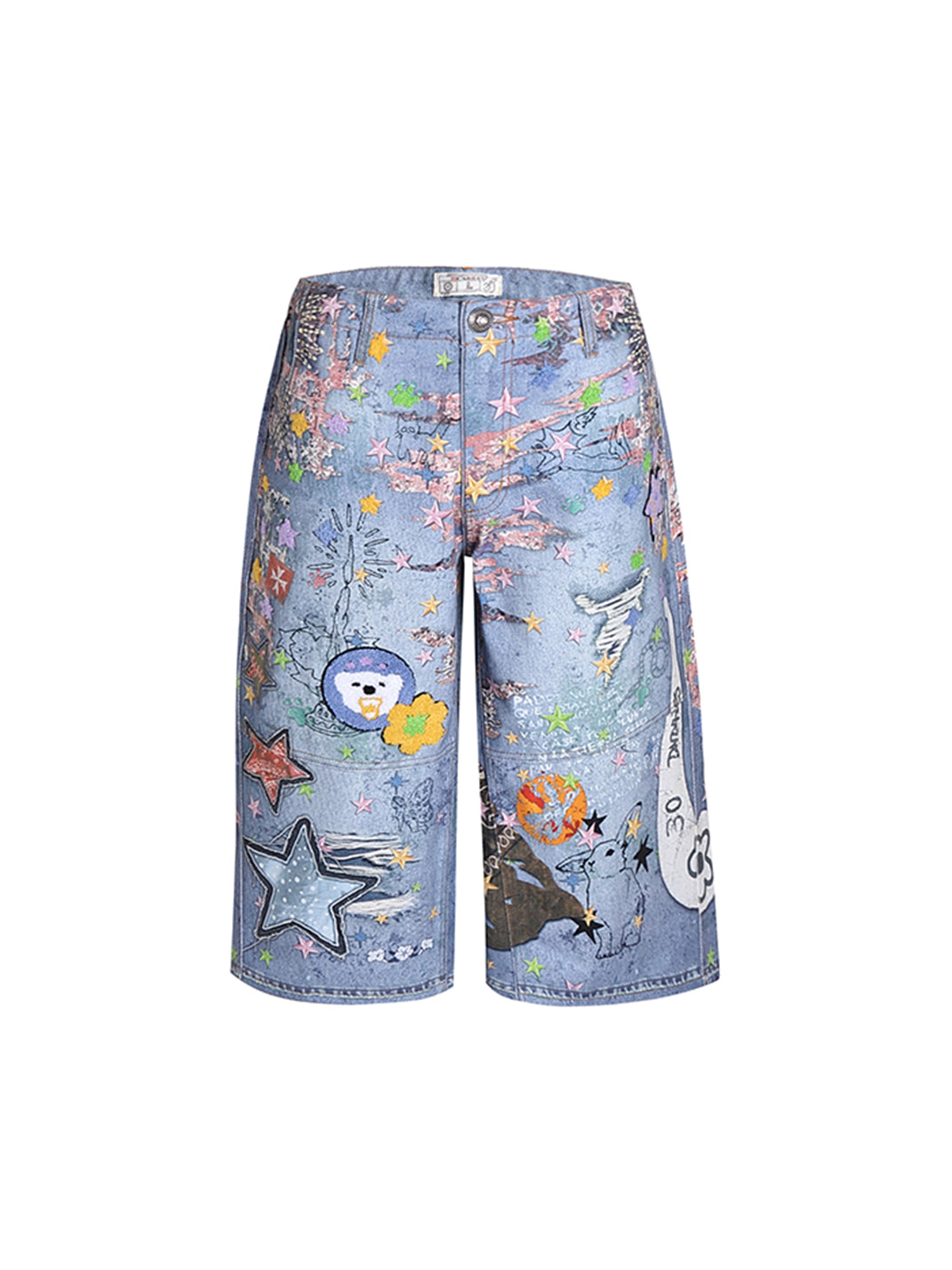 DND4DES | Cartoon Graphic Printed Denim Shorts - PSYLOS 1, DND4DES | Cartoon Graphic Printed Denim Shorts, Jeans, DND4DES•JAPAN, PSYLOS 1