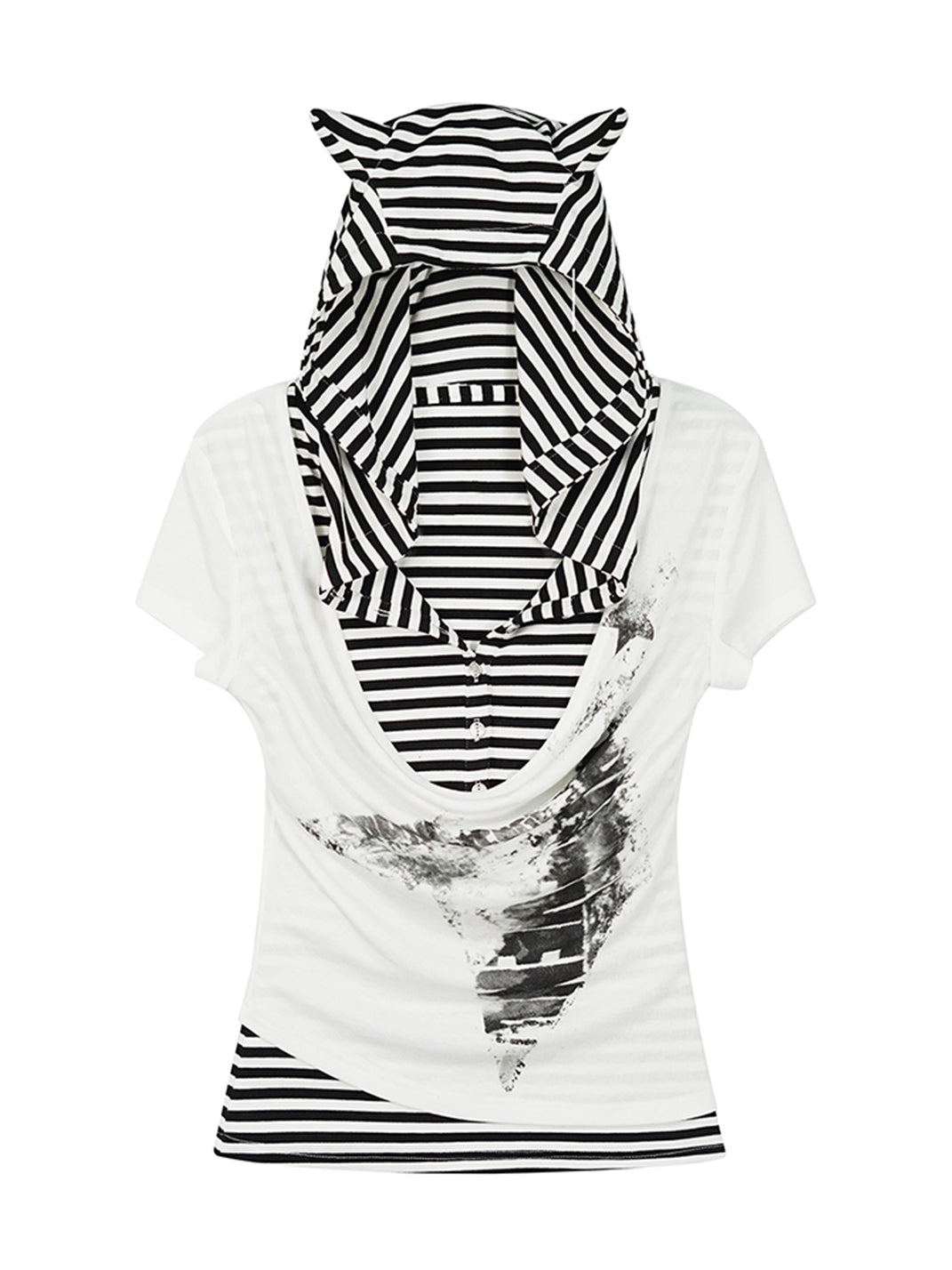 CestNous｜Women's Cat Ear Striped Layered T-Shirt - PSYLOS 1, CestNous｜Women's Cat Ear Striped Layered T-Shirt, T-Shirt, CestNous, PSYLOS 1