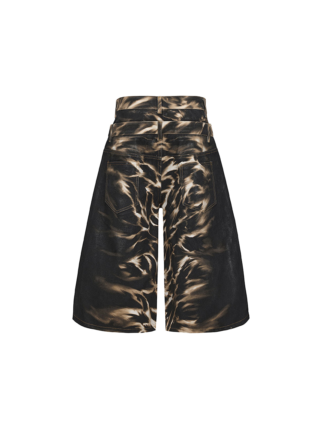 DND4DES | Leopard Print Waxed Denim Shorts - PSYLOS 1, DND4DES | Leopard Print Waxed Denim Shorts, Denim Shorts, DND4DES•JAPAN, PSYLOS 1