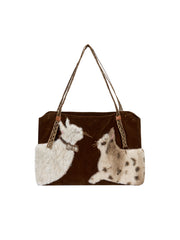 Outthe Blue | Eco-friendly Fur Cat Embroidery Tote Shoulder Bag