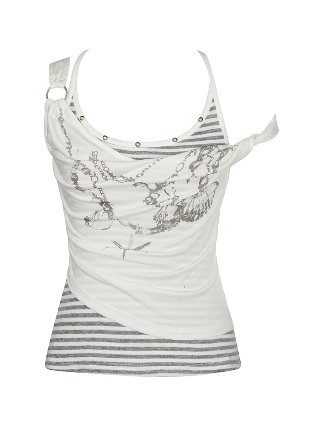 CestNous｜Women's Striped Layered Knit Crop Top - PSYLOS 1, CestNous｜Women's Striped Layered Knit Crop Top, Top, CestNous, PSYLOS 1