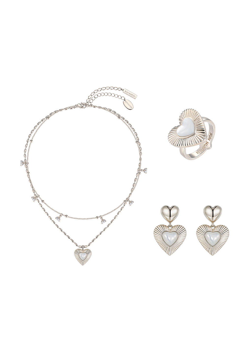 SUN HUNTER丨Heart Mother-of-Pearl Double Necklace - PSYLOS 1, SUN HUNTER丨Heart Mother-of-Pearl Double Necklace, Accessories, SUN HUNTER, PSYLOS 1