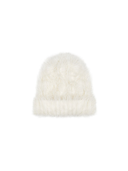 nutemperor ビーニー ホワイト NUTEMPEROR | Furry Knit Beanie Hat-White