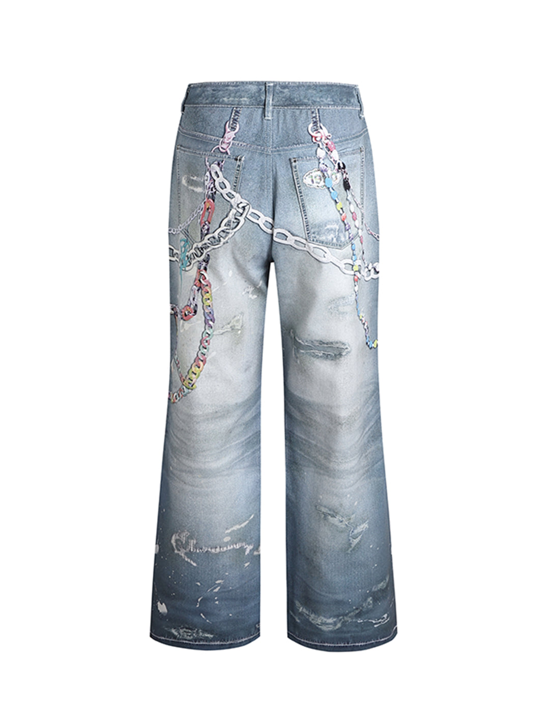 DND4DES | Cartoon Chain Print Wide Jeans - PSYLOS 1, DND4DES | Cartoon Chain Print Wide Jeans, Jeans, DND4DES•JAPAN, PSYLOS 1