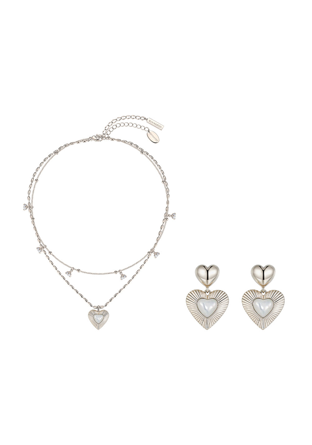 SUN HUNTER丨Heart Mother-of-Pearl Double Necklace - PSYLOS 1, SUN HUNTER丨Heart Mother-of-Pearl Double Necklace, Accessories, SUN HUNTER, PSYLOS 1