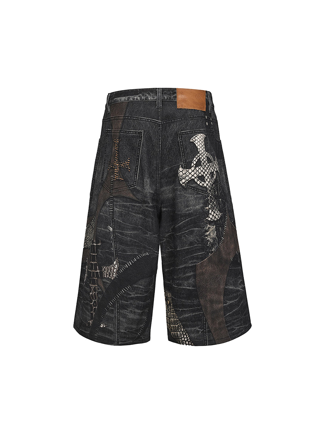 DND4DES | Cross Patch Printed Denim Shorts - PSYLOS 1, DND4DES | Cross Patch Printed Denim Shorts, Denim Shorts, DND4DES•JAPAN, PSYLOS 1