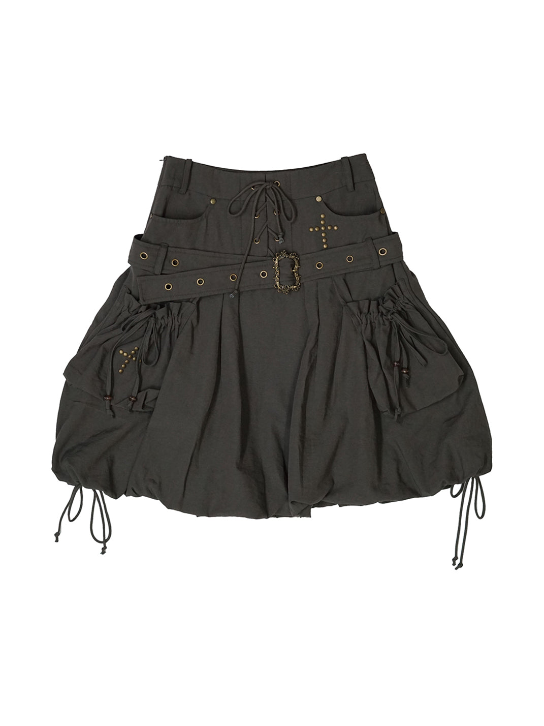 CestNous｜High Waist Studded Cargo Bubble Skirt-Black - PSYLOS 1, CestNous｜High Waist Studded Cargo Bubble Skirt-Black, Skirt, CestNous, PSYLOS 1