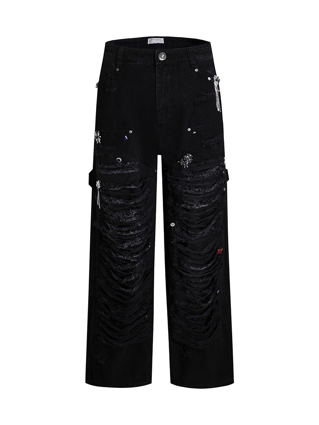 DND4DES | Distressed Patchwork Gem Baggy Jeans - PSYLOS 1, DND4DES | Distressed Patchwork Gem Baggy Jeans, Pants, DND4DES•JAPAN, PSYLOS 1