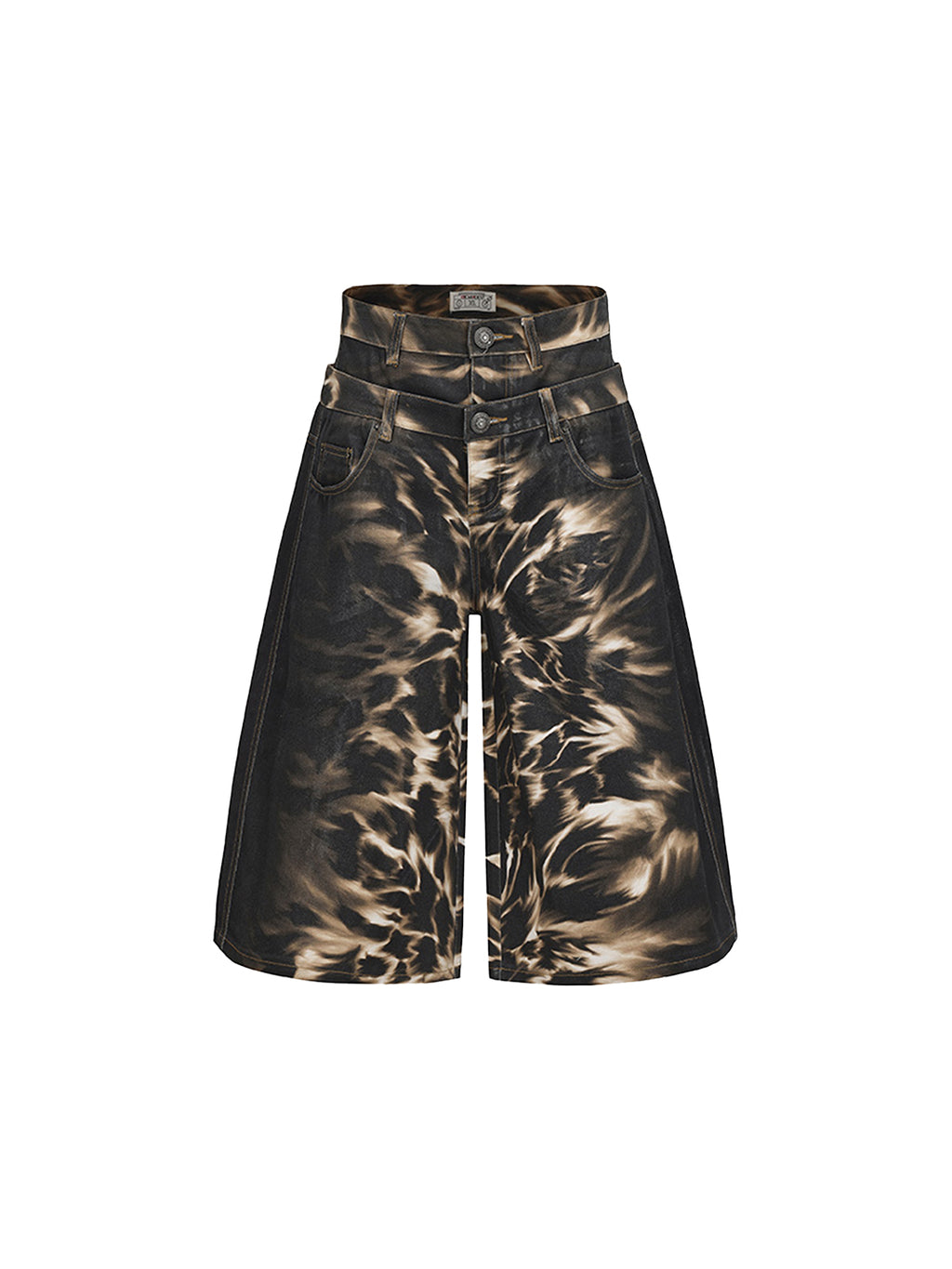 DND4DES | Leopard Print Waxed Denim Shorts - PSYLOS 1, DND4DES | Leopard Print Waxed Denim Shorts, Denim Shorts, DND4DES•JAPAN, PSYLOS 1