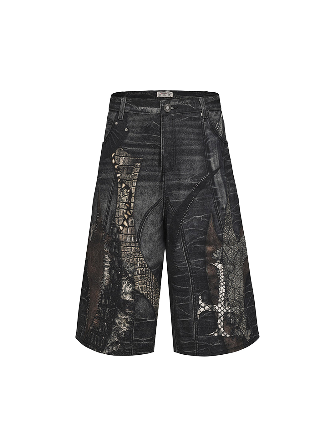 DND4DES | Cross Patch Printed Denim Shorts - PSYLOS 1, DND4DES | Cross Patch Printed Denim Shorts, Denim Shorts, DND4DES•JAPAN, PSYLOS 1