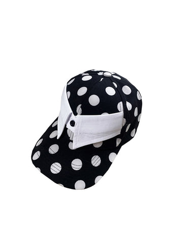 nit alcove | Fake Collar Black White Polka Dot Adjustable Baseball Cap