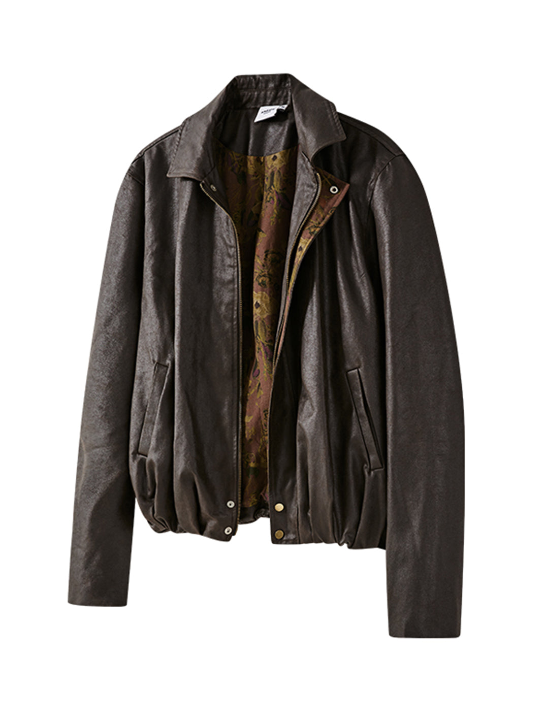 KREATE | Retro Color Block Floral Lining Leather Jacket - PSYLOS 1, KREATE | Retro Color Block Floral Lining Leather Jacket, Tops, KREATE, PSYLOS 1