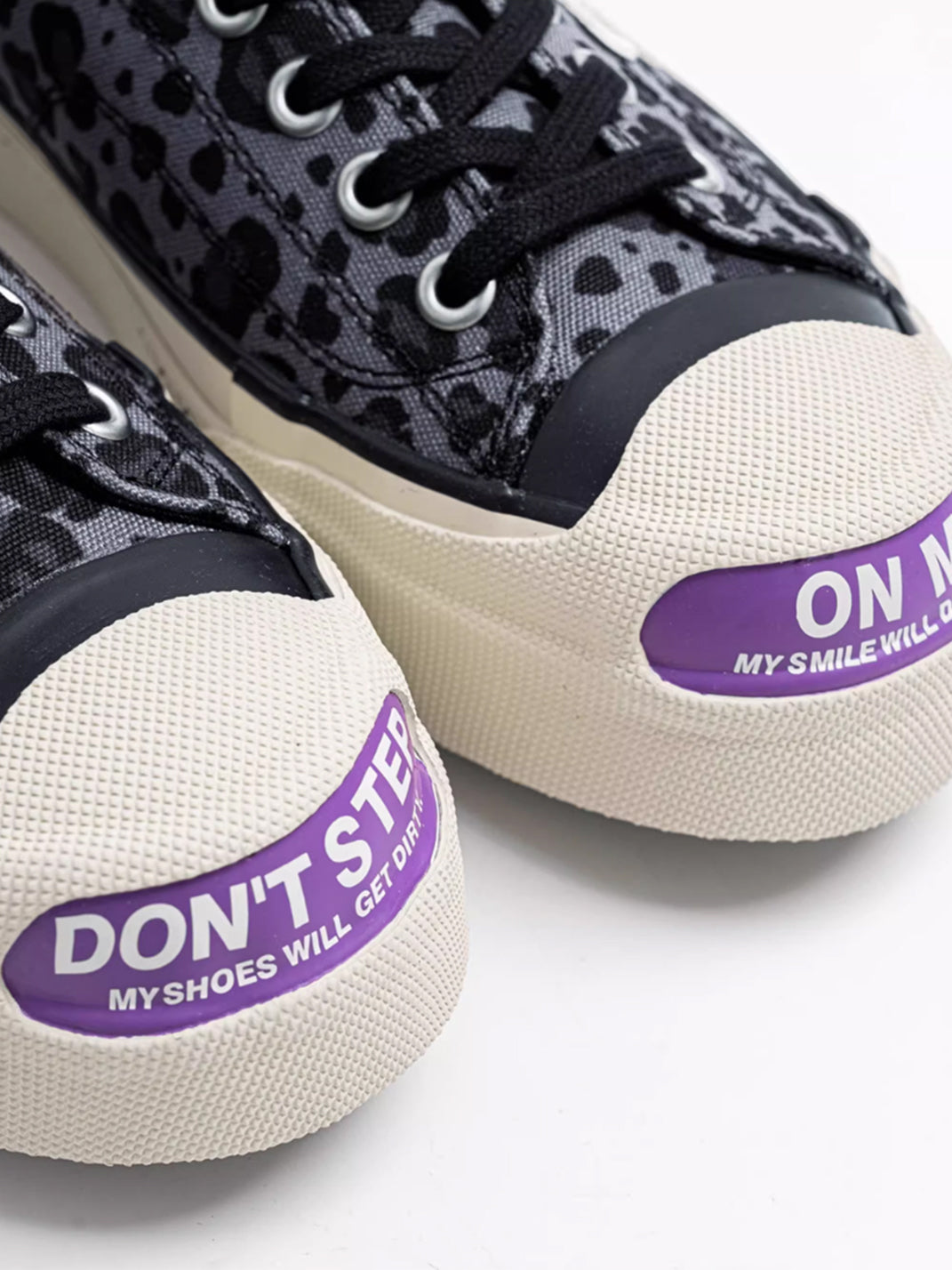 T/C MADE│S45 Smiley Low-Tops - Leopard/Bone Canvas Shoes with Thick Sole - PSYLOS 1, T/C MADE│S45 Smiley Low-Tops - Leopard/Bone Canvas Shoes with Thick Sole, Canvas Sneakers, T/C MADE, PSYLOS 1